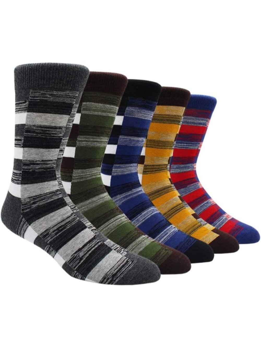🧦Men's 9 Colorful Striped 6 Pairs Dress Socks Pattern Funny Casual Socks Pack